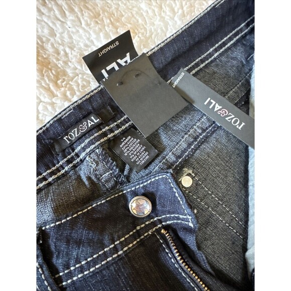 Roz & Ali Jeans Distressed Mid Rise Blue Womens Size 14 NWT - Picture 2 of 8